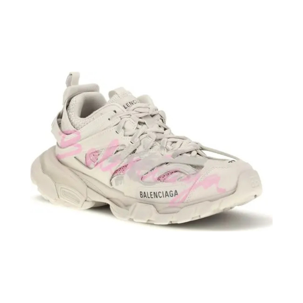Balenciaga - Track Sneaker - Beige-Pink Logo Print