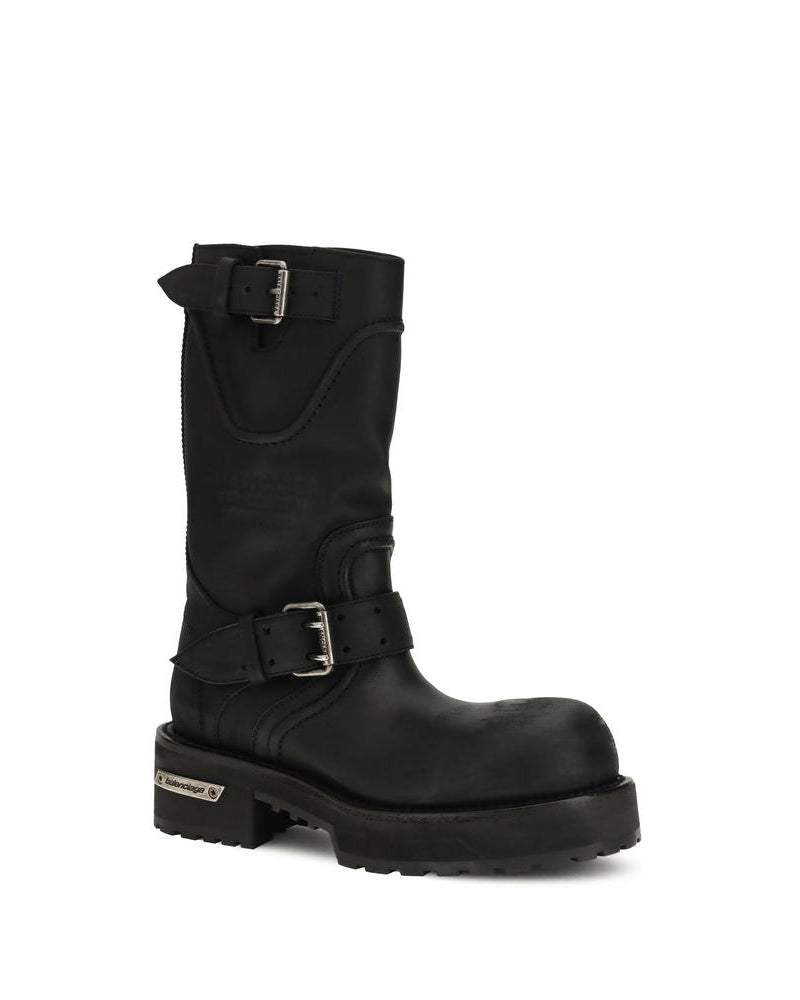 Balenciaga – Venom Boots in Pelle Nera con Fibbie Industrial – Collezione SS26