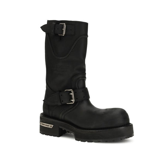 Balenciaga – Venom Boots in Pelle Nera con Fibbie Industrial – Collezione SS26