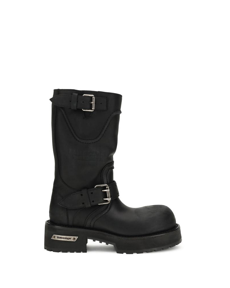 Balenciaga – Venom Boots in Pelle Nera con Fibbie Industrial – Collezione SS26