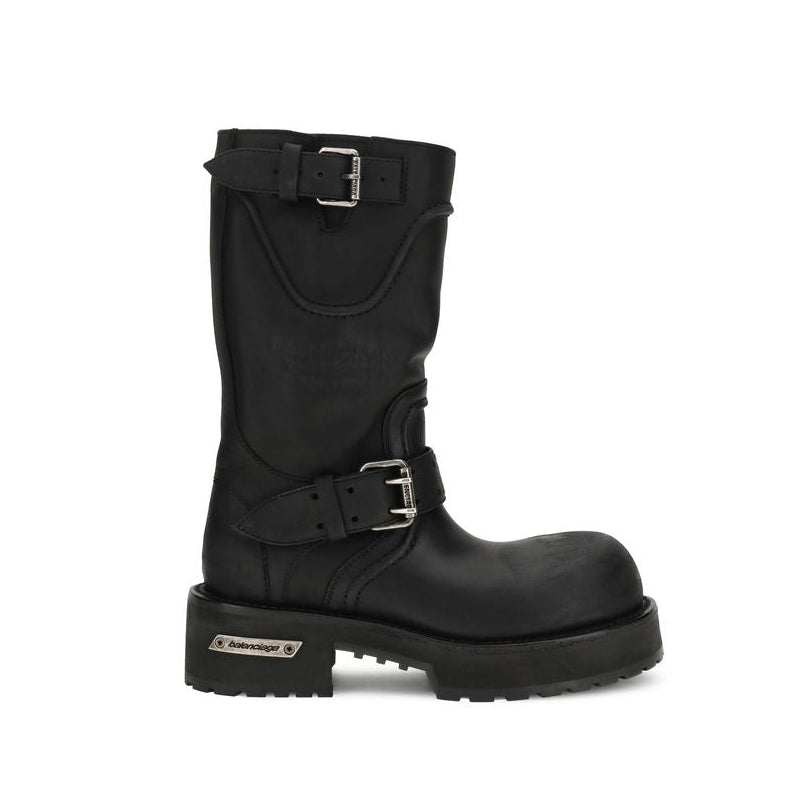 Balenciaga – Venom Boots in Pelle Nera con Fibbie Industrial – Collezione SS26