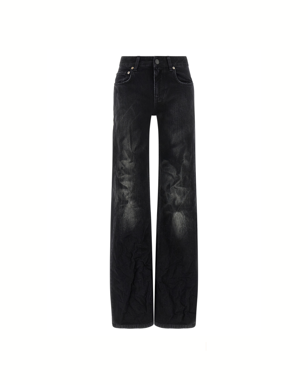 Balenciaga Wide-Leg Used-Effect Jeans Black