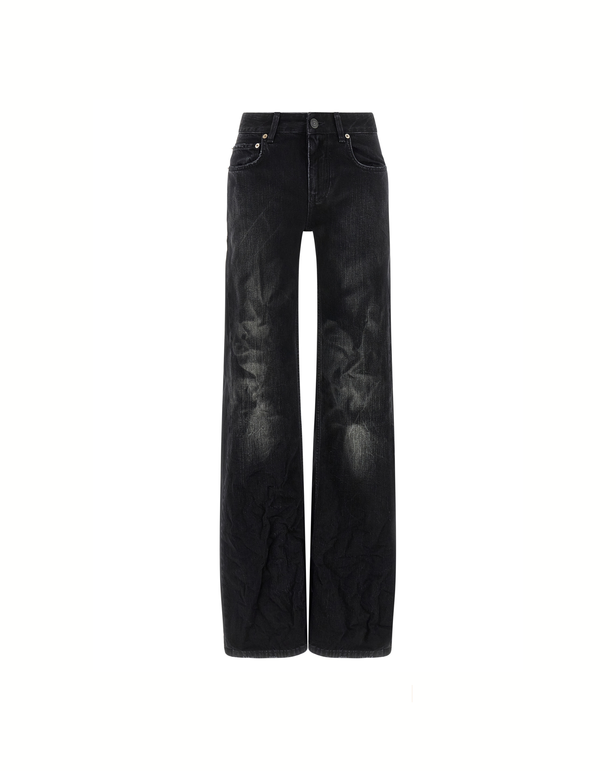 Balenciaga Wide-Leg Used-Effect Jeans Black