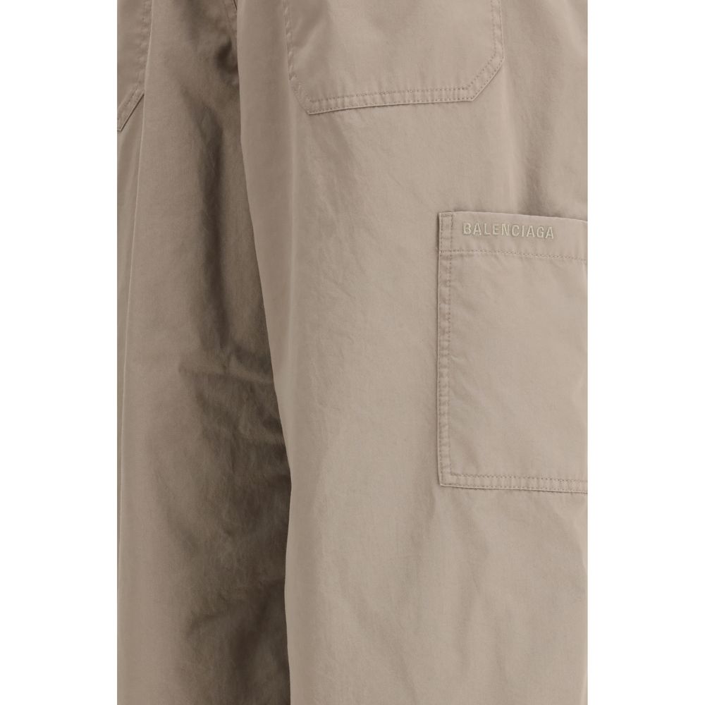 Balenciaga – Workwear Trousers Beige in Cotone Wide-Leg