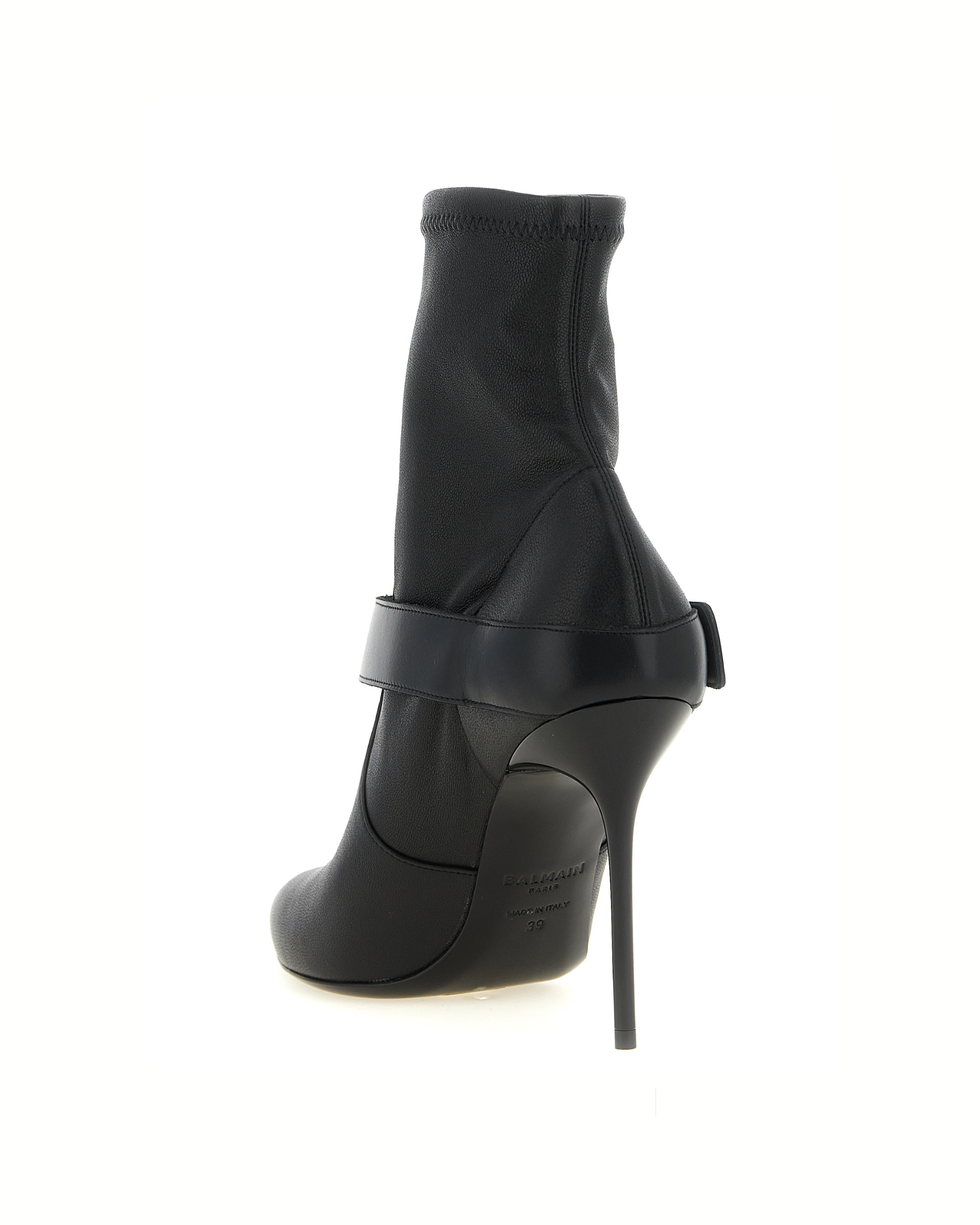 Balmain Anthem Buckle Leather Ankle Boots