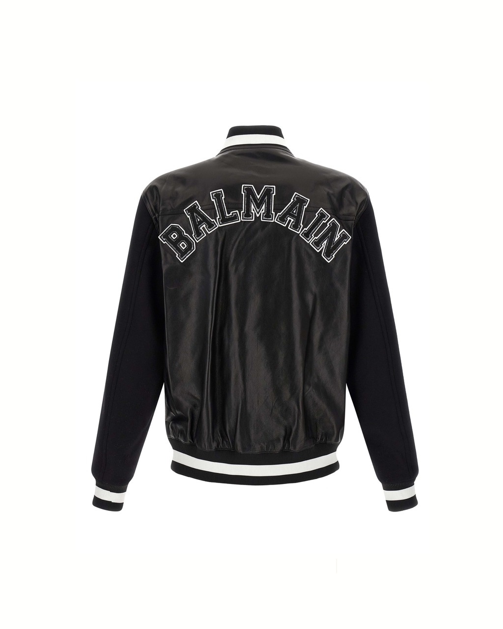 Balmain Bomber Jacket in Pelle e Lana Black/White
