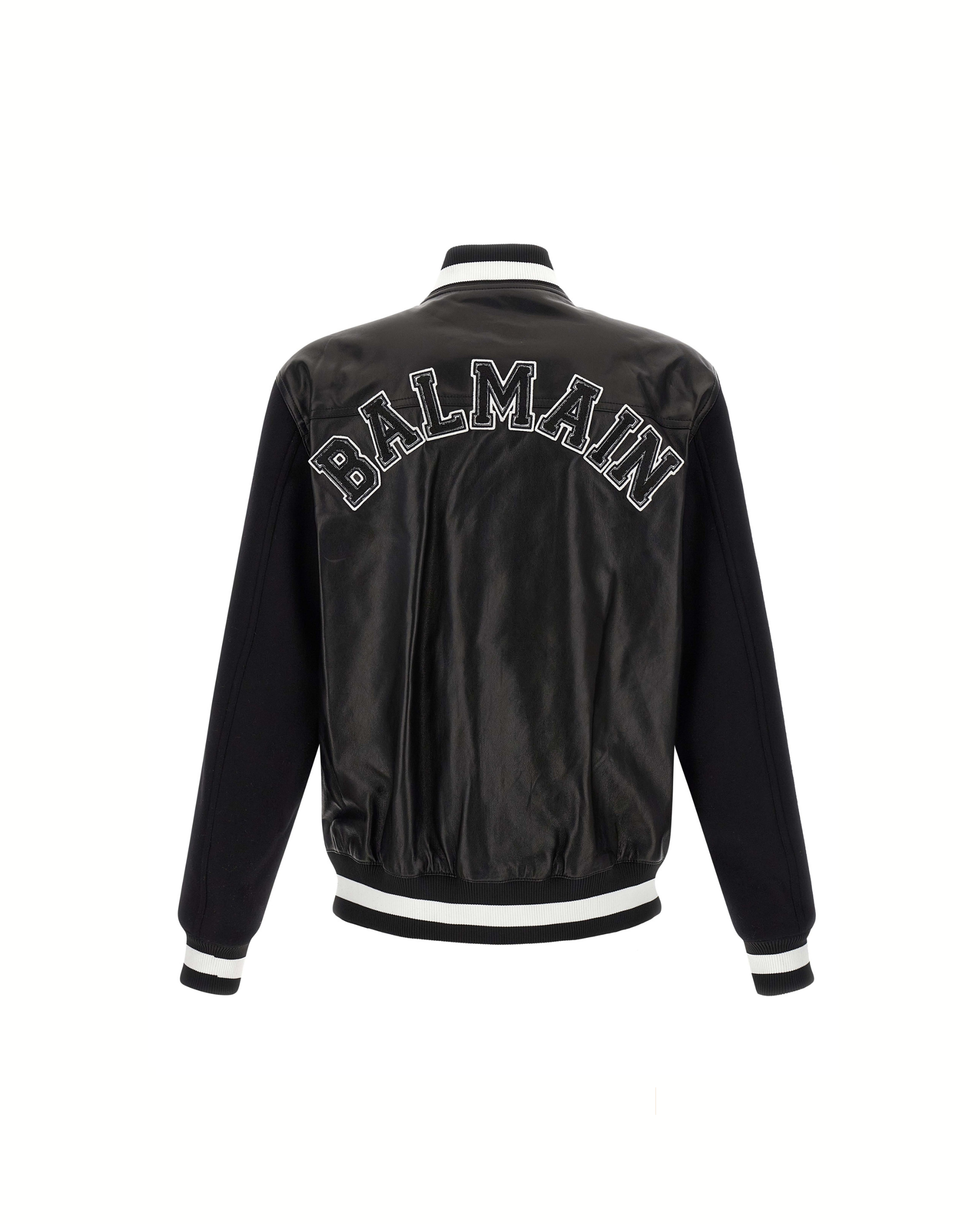 Balmain Bomber Jacket in Pelle e Lana Black/White