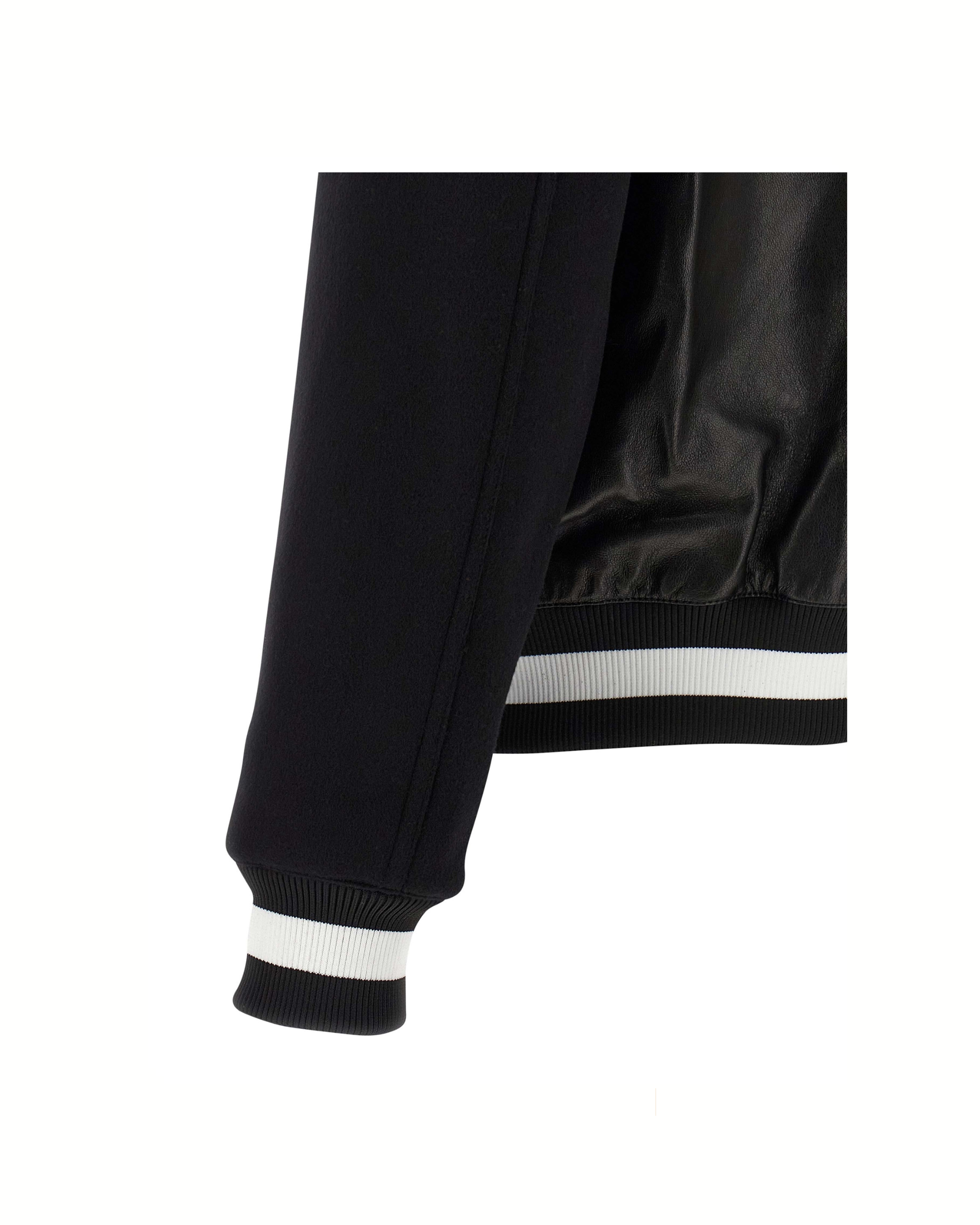 Balmain Bomber Jacket in Pelle e Lana Black/White