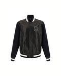 Balmain Bomber Jacket in Pelle e Lana Black/White