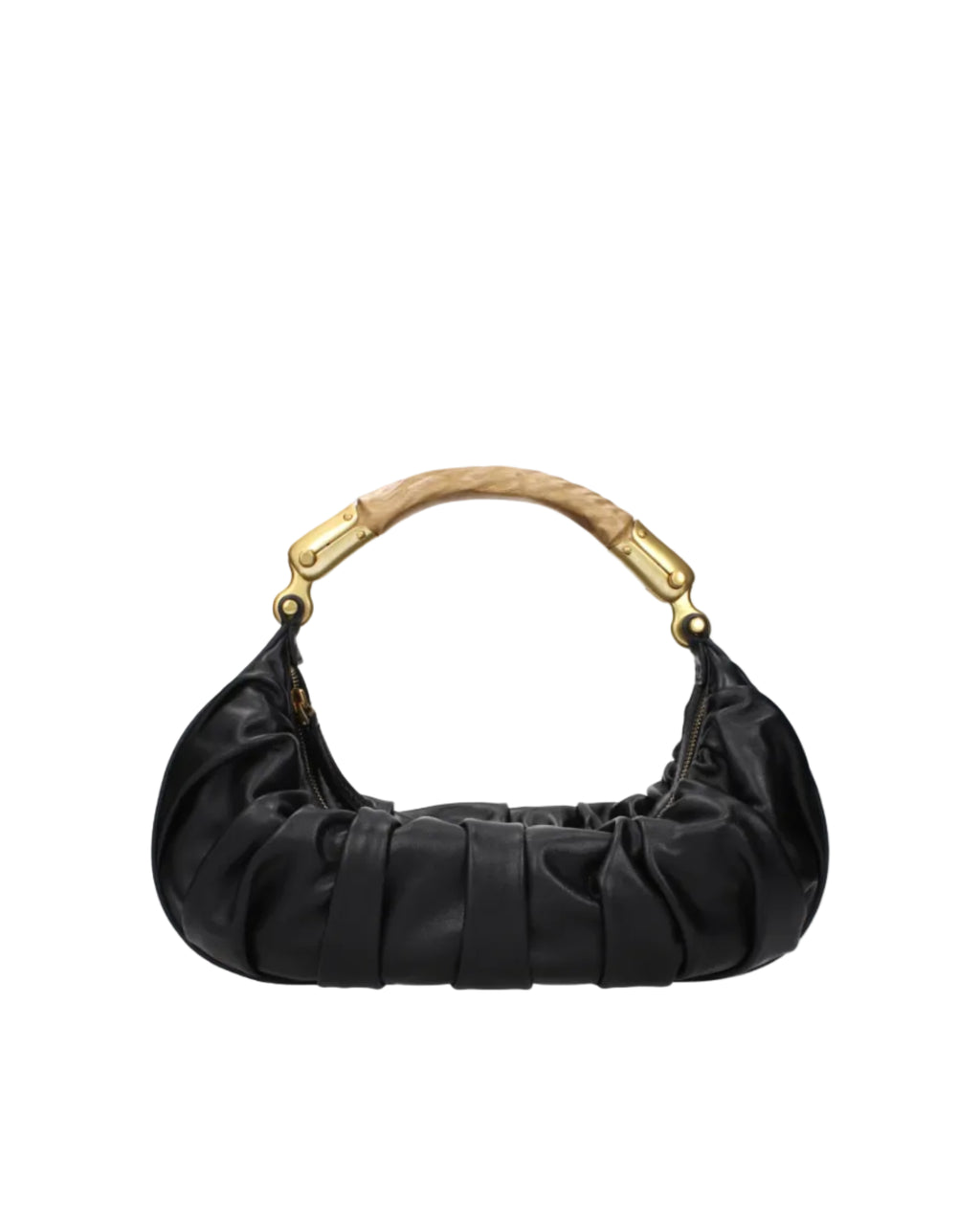 Balmain – Borsa Hobo Drappeggiata in Pelle Nera