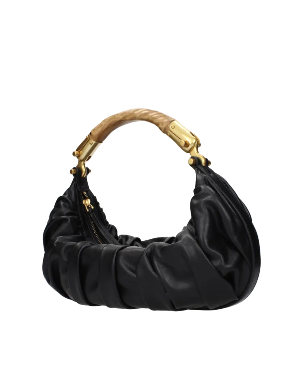 Balmain – Borsa Hobo Drappeggiata in Pelle Nera