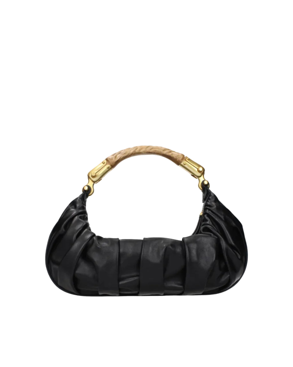 Balmain – Borsa Hobo Drappeggiata in Pelle Nera
