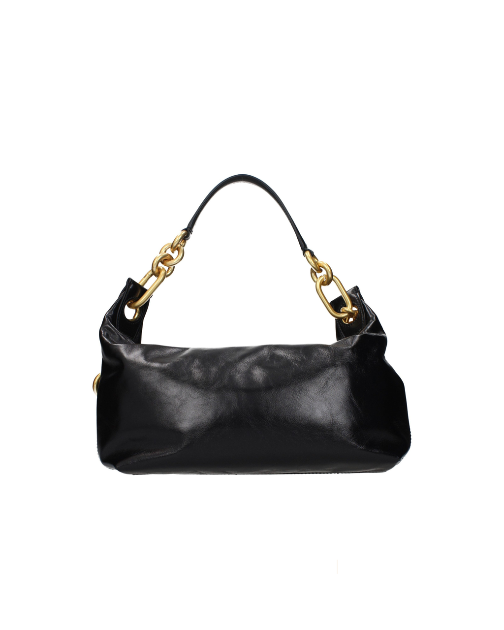 Balmain – Borsa a Spalla in Pelle Nera con Catena Oversize Dorata