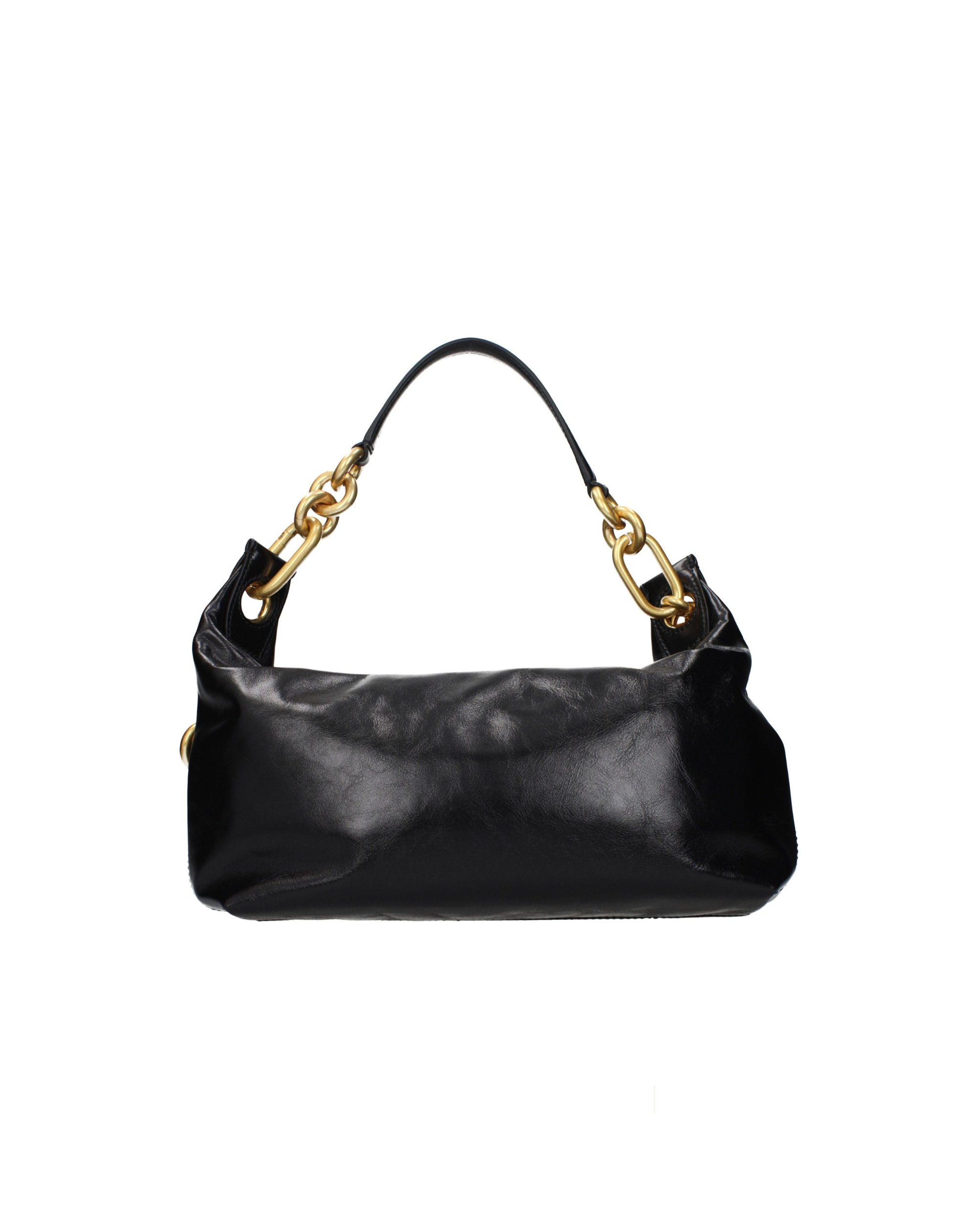 Balmain – Borsa a Spalla in Pelle Nera con Catena Oversize Dorata