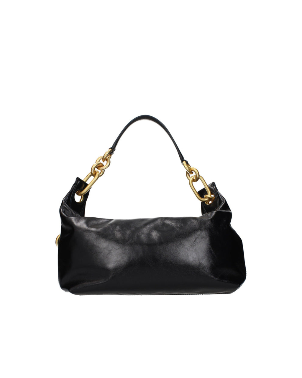 Balmain – Borsa a Spalla in Pelle Nera con Catena Oversize Dorata