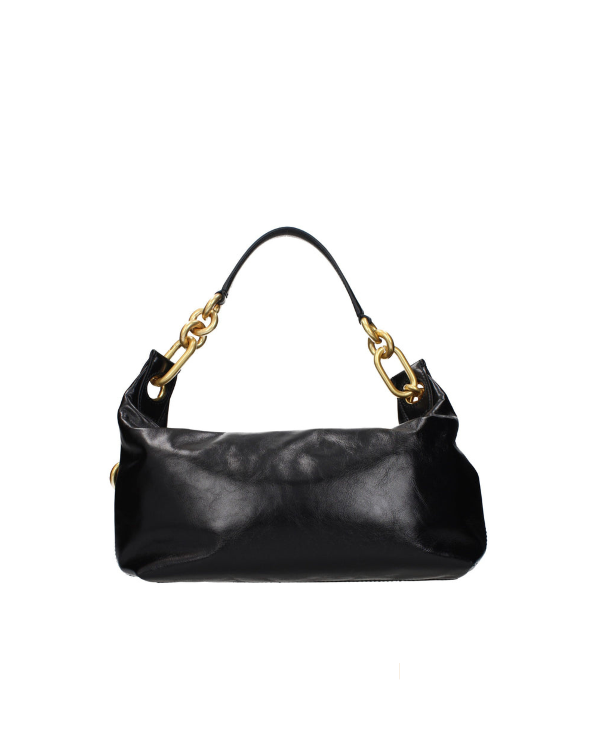 Balmain – Borsa a Spalla in Pelle Nera con Catena Oversize Dorata