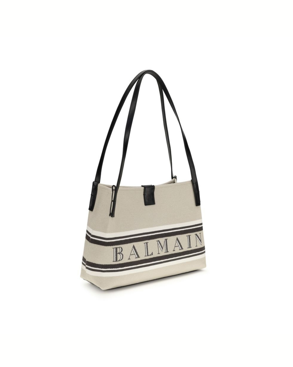 Balmain Canvas Jacquard Logo Shoulder Bag