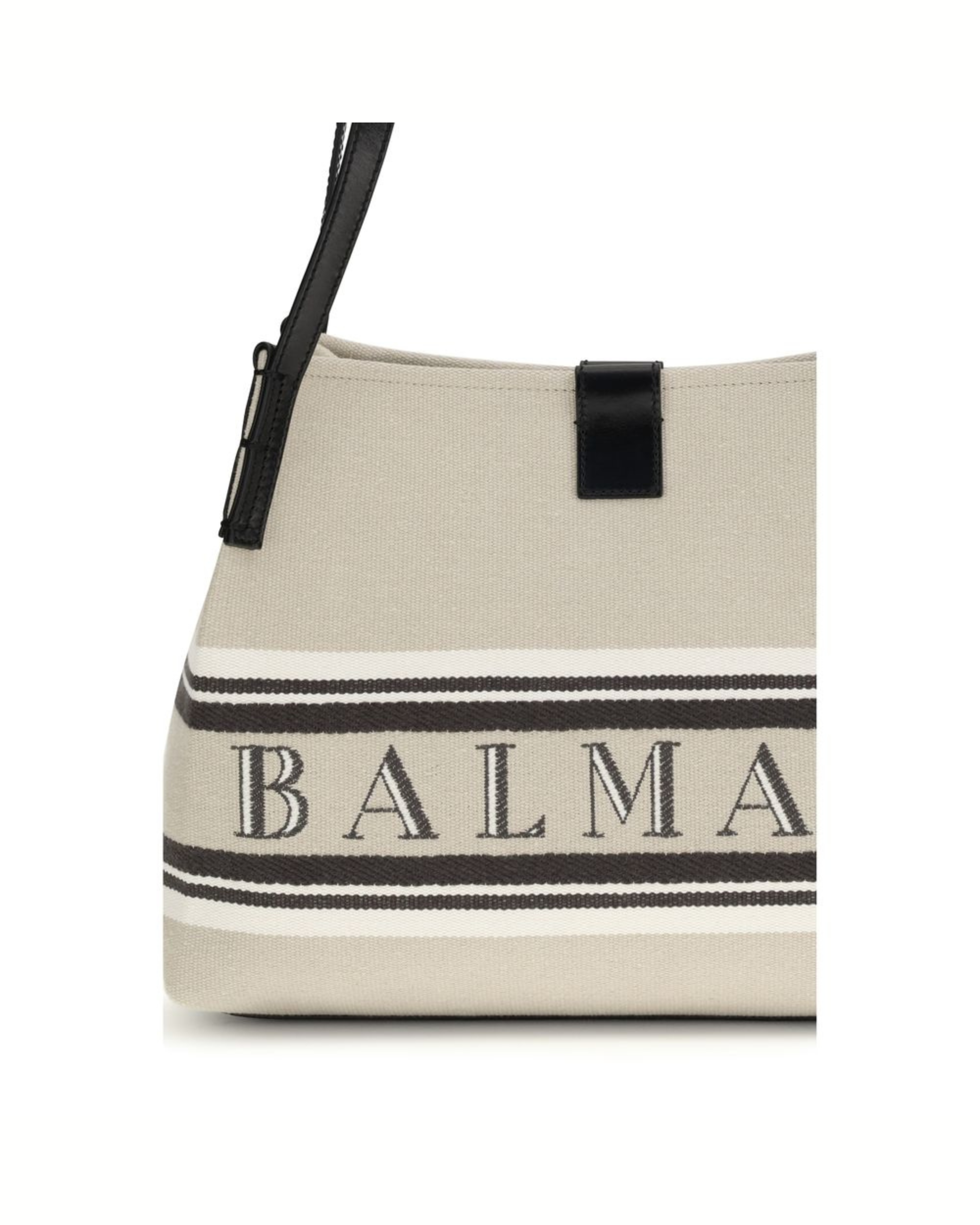 Balmain Canvas Jacquard Logo Shoulder Bag