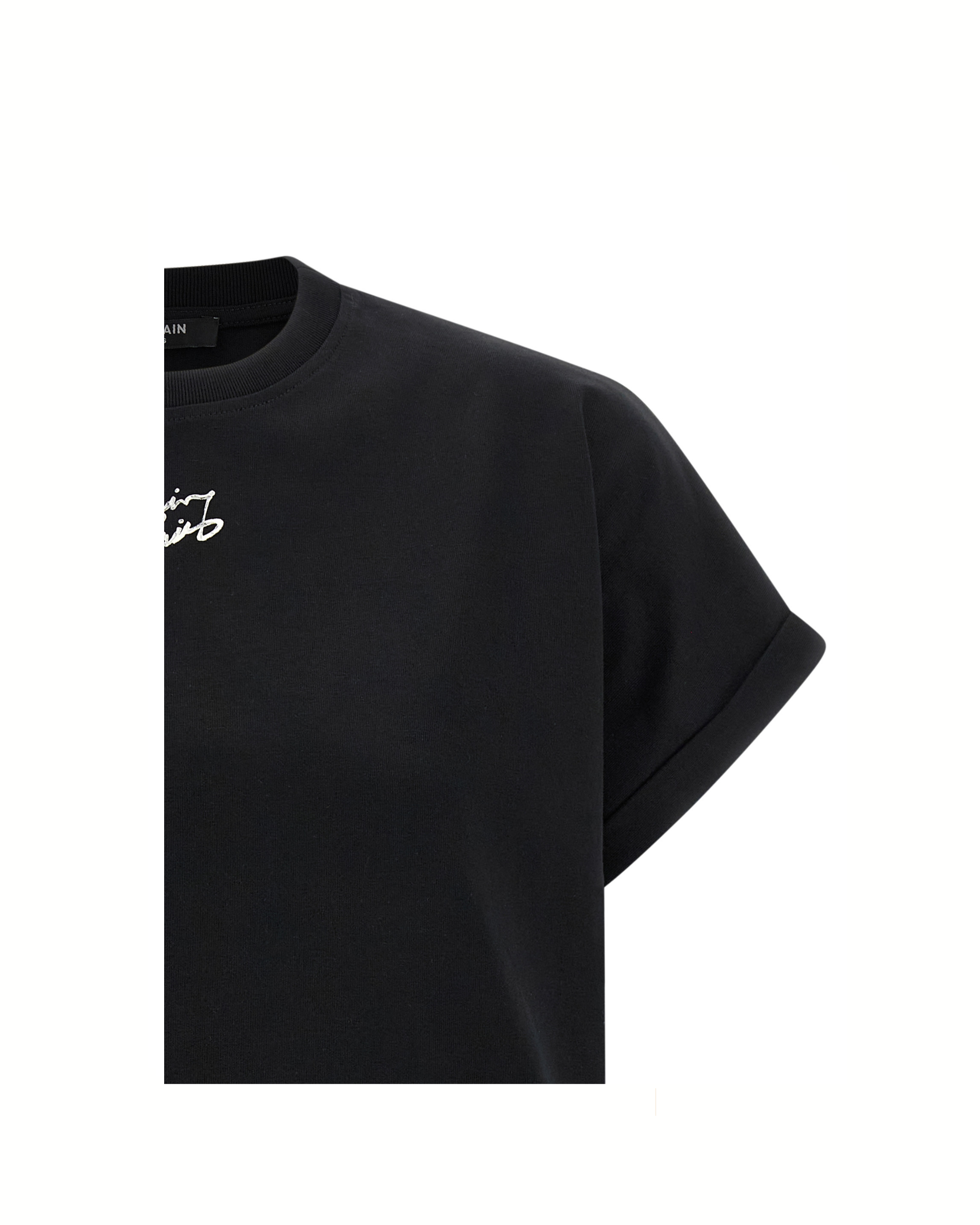 Balmain Cropped Logo T-Shirt Black