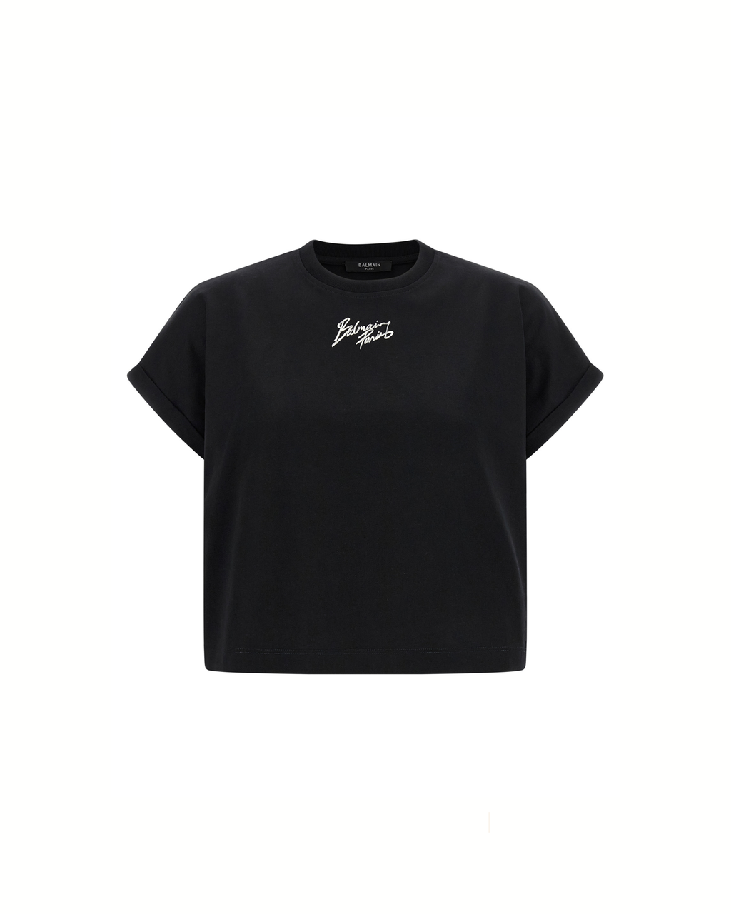 Balmain Cropped Logo T-Shirt Black