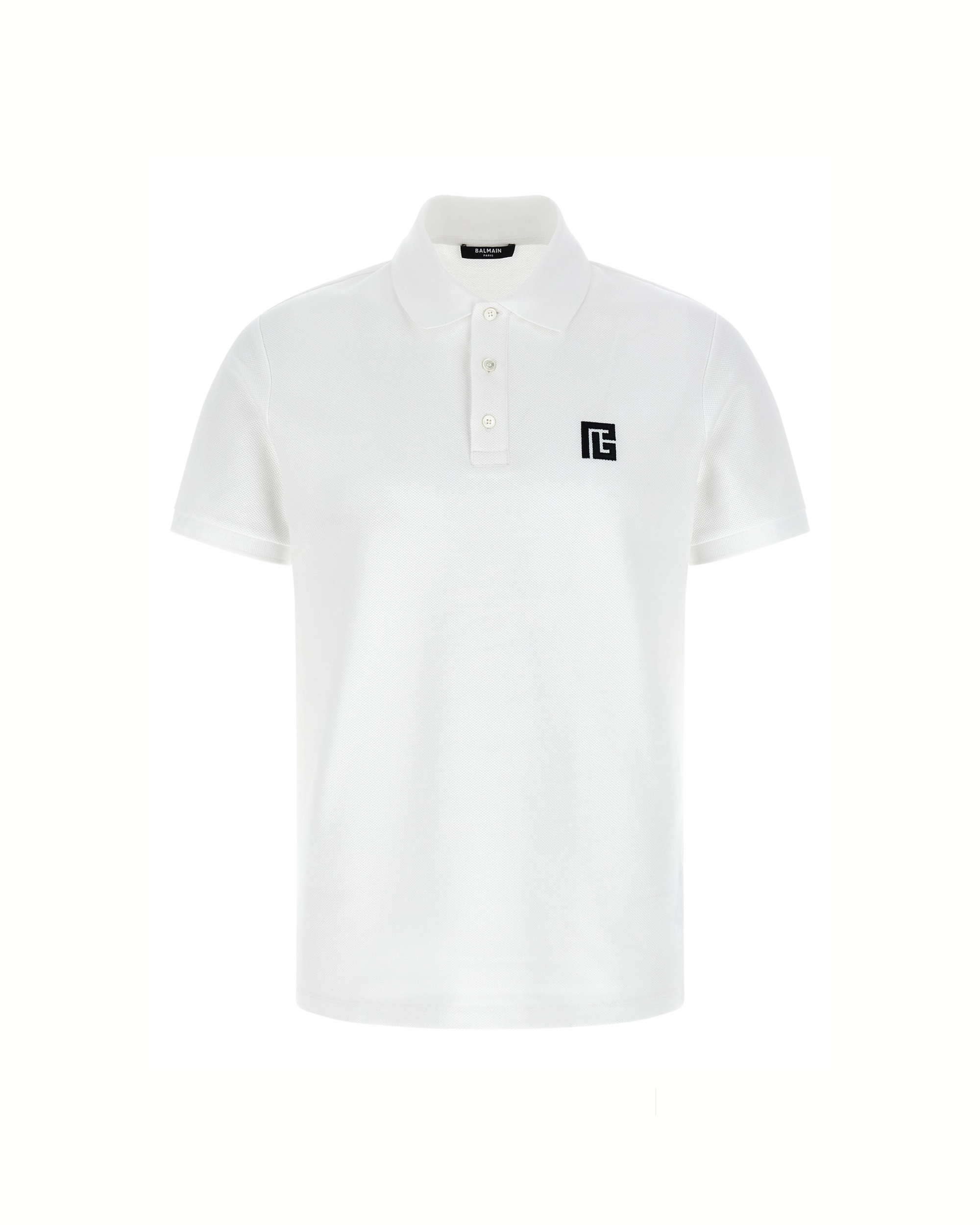 Balmain Embroidered Logo Polo Shirt White