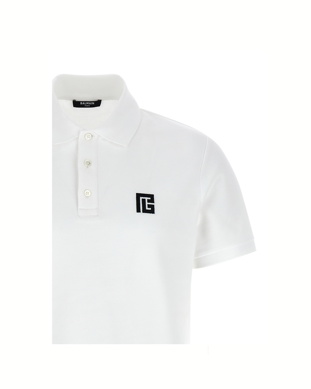 Balmain Embroidered Logo Polo Shirt White