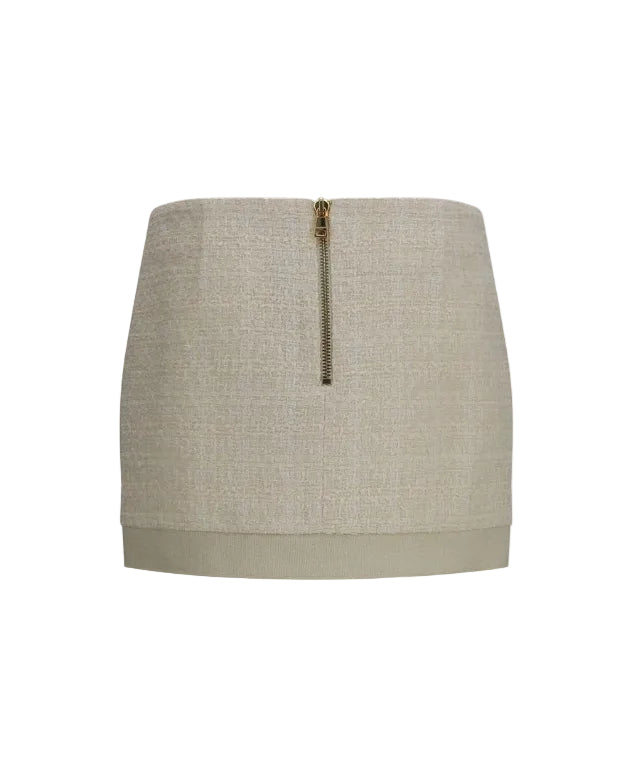Balmain – Gonna Mini Asimmetrica in Tweed Avorio