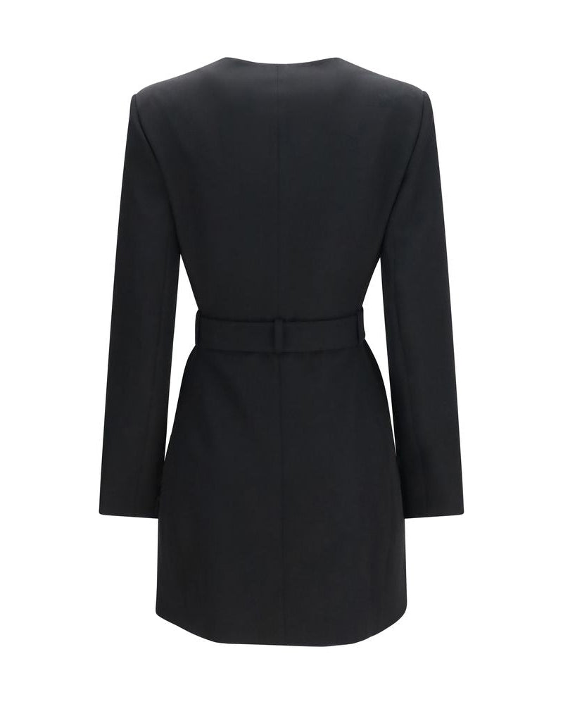 Balmain – Grain de Poudre Belted Blazer Dress Black