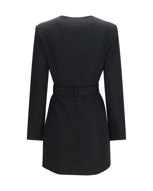 Balmain – Grain de Poudre Belted Blazer Dress Black