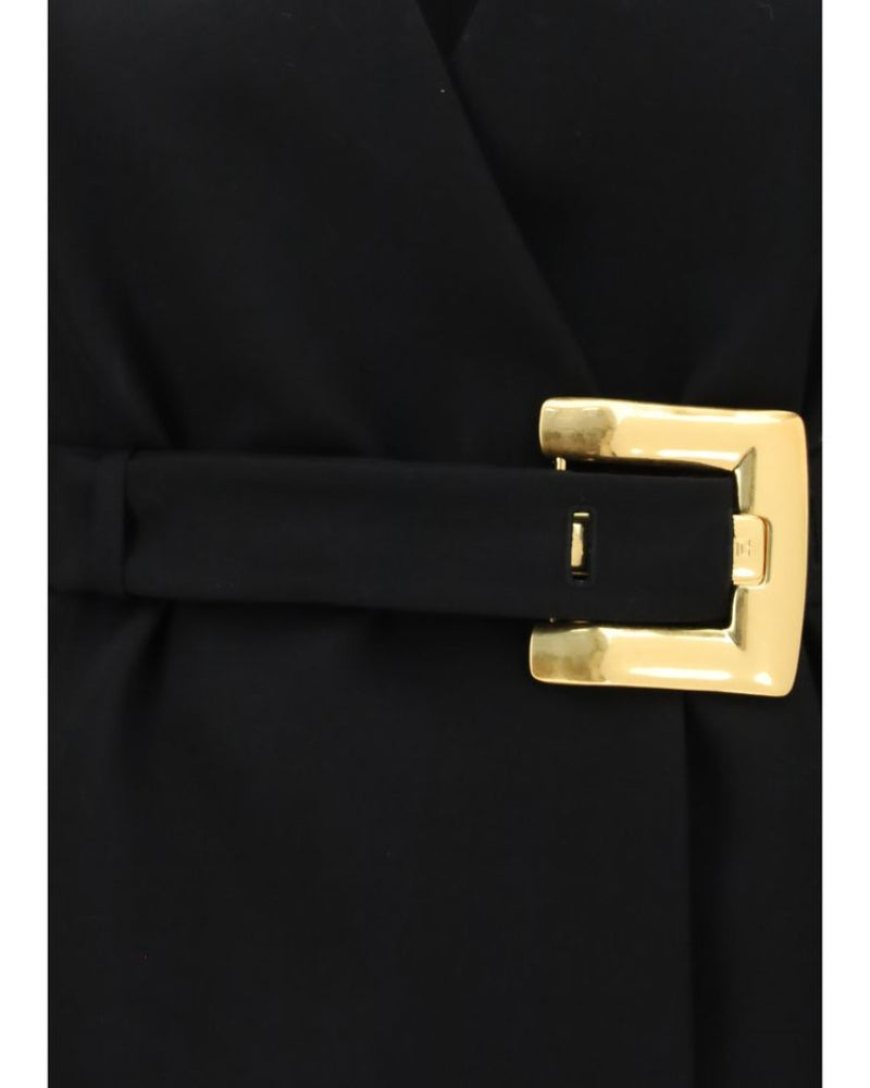 Balmain – Grain de Poudre Belted Blazer Dress Black