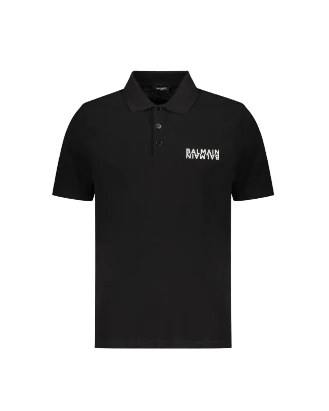 Balmain – Logo Cotton Polo Shirt Black