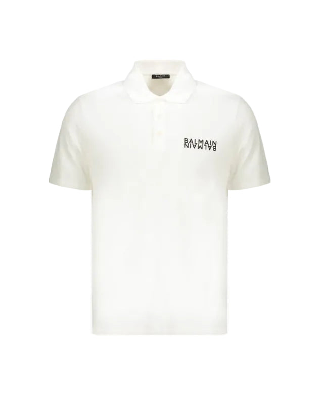 Balmain – Logo Cotton Polo Shirt White