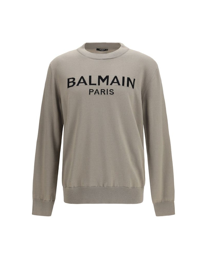 Balmain – Maglione in Lana Merino con Logo Intarsia