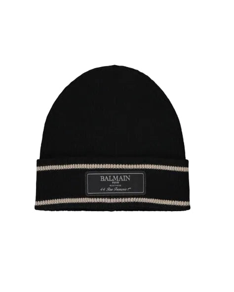 Balmain – Merino Wool Logo Beanie Black