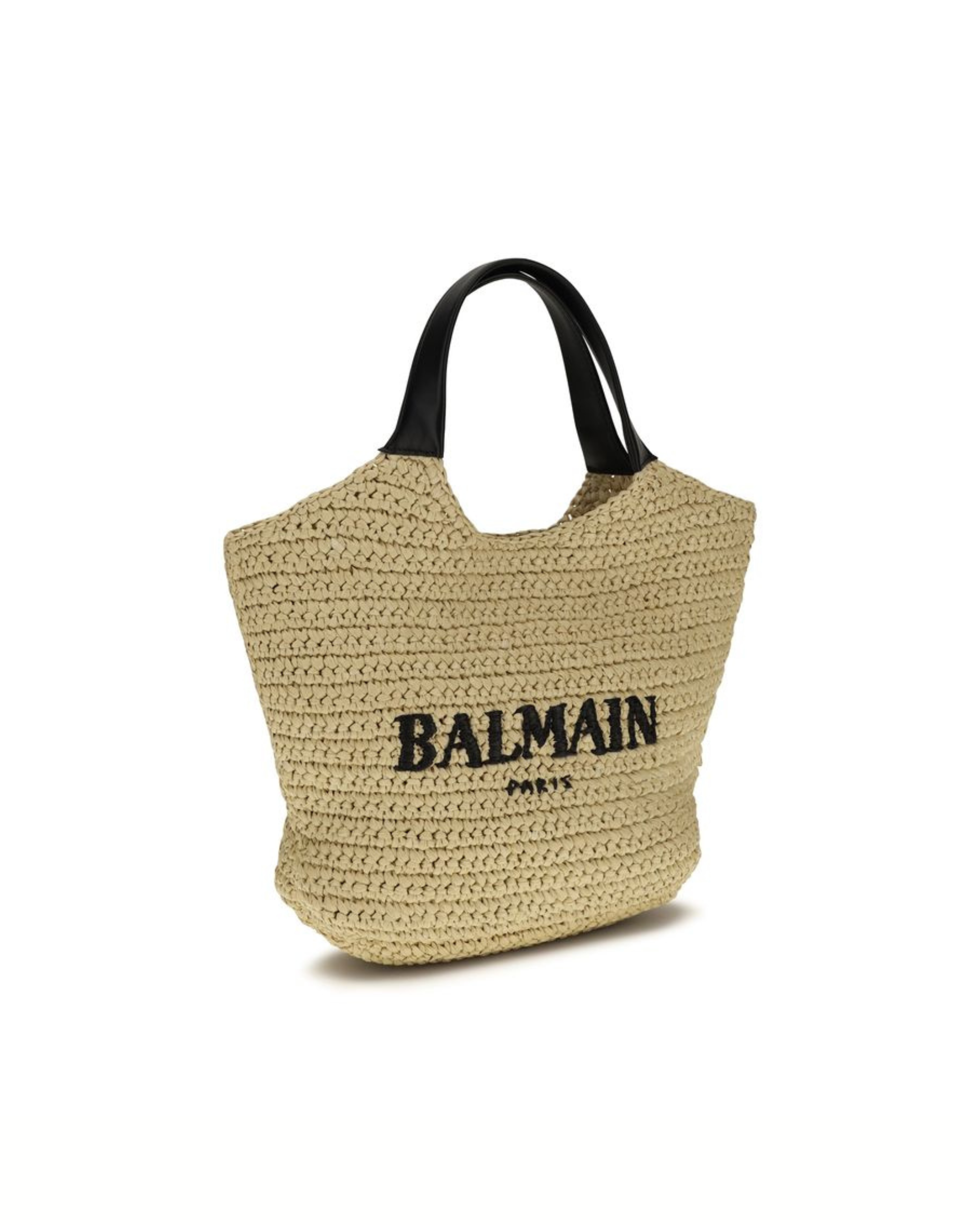 Balmain - Mini Crochet Tote Bag Logo Paris Naturale e Nera