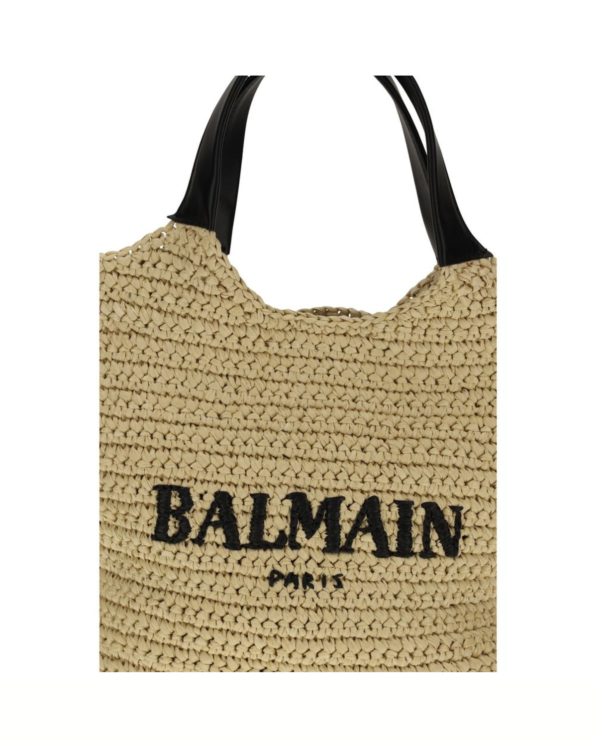 Balmain - Mini Crochet Tote Bag Logo Paris Naturale e Nera