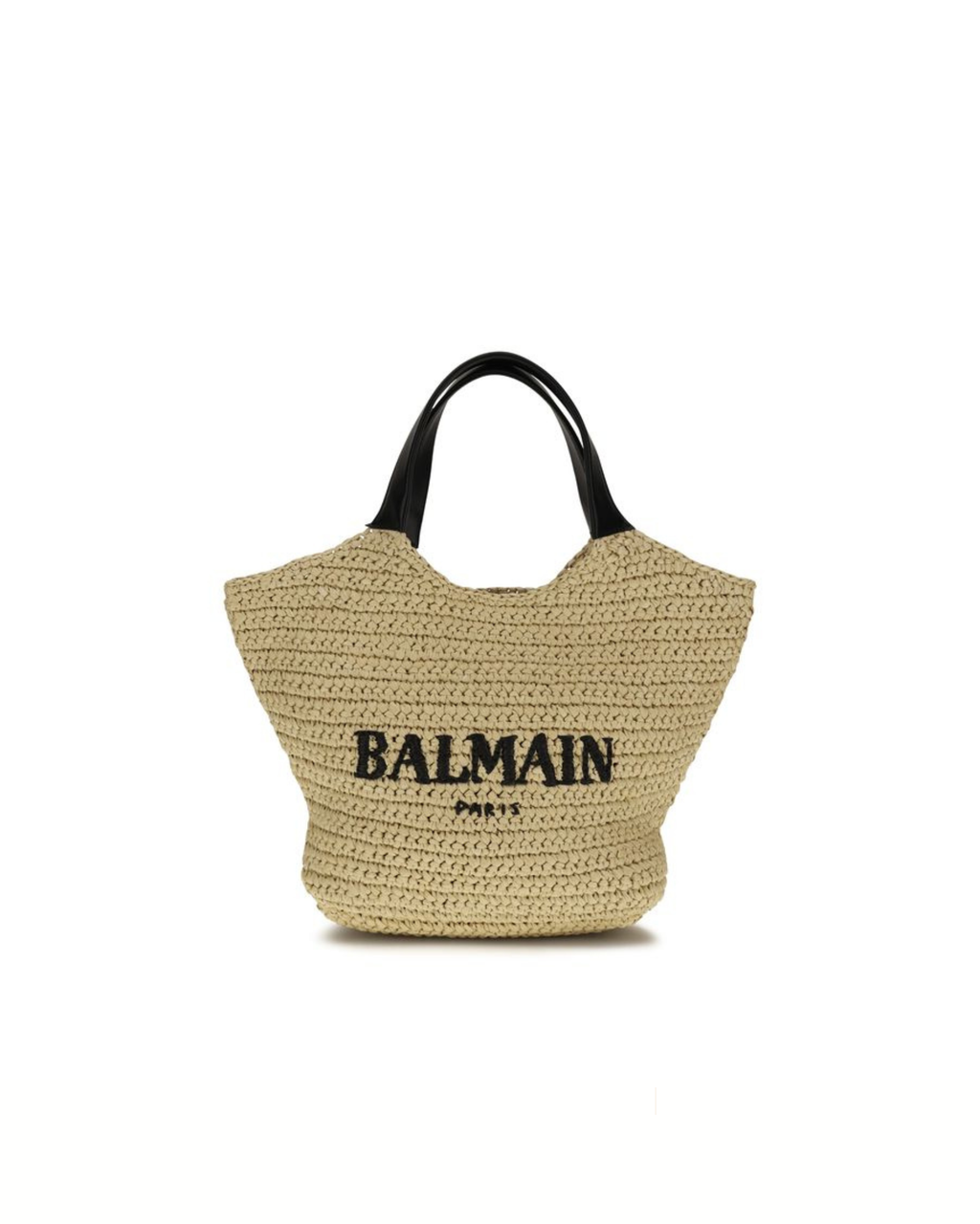 Balmain - Mini Crochet Tote Bag Logo Paris Naturale e Nera