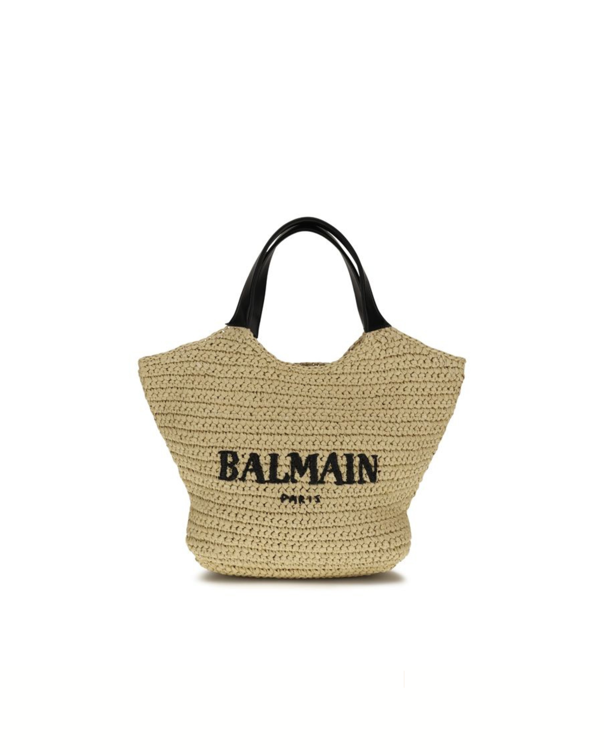 Balmain - Mini Crochet Tote Bag Logo Paris Naturale e Nera