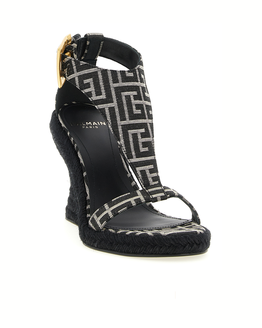 Balmain Monogram Jacquard Wedge Espadrilles
