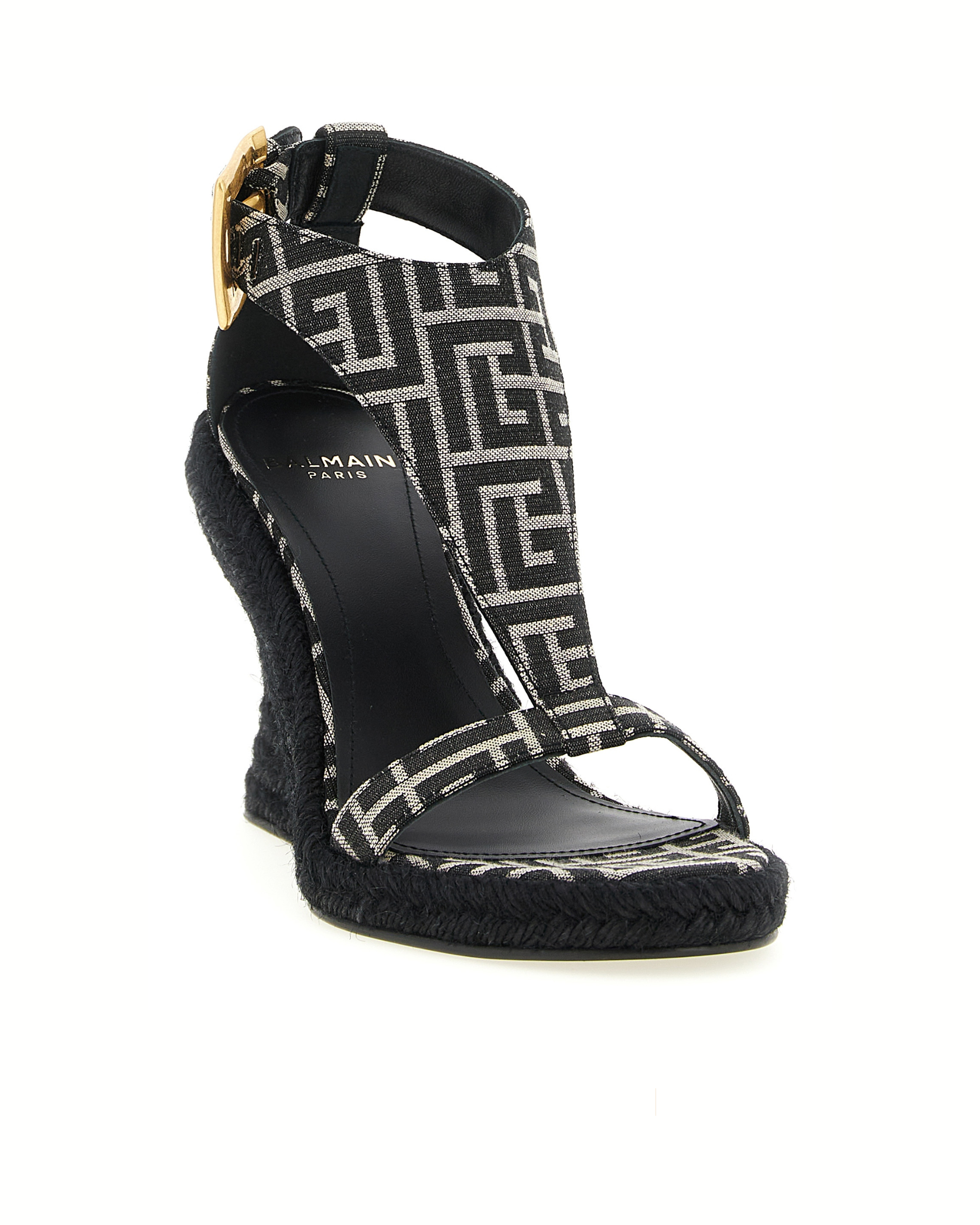 Balmain Monogram Jacquard Wedge Espadrilles