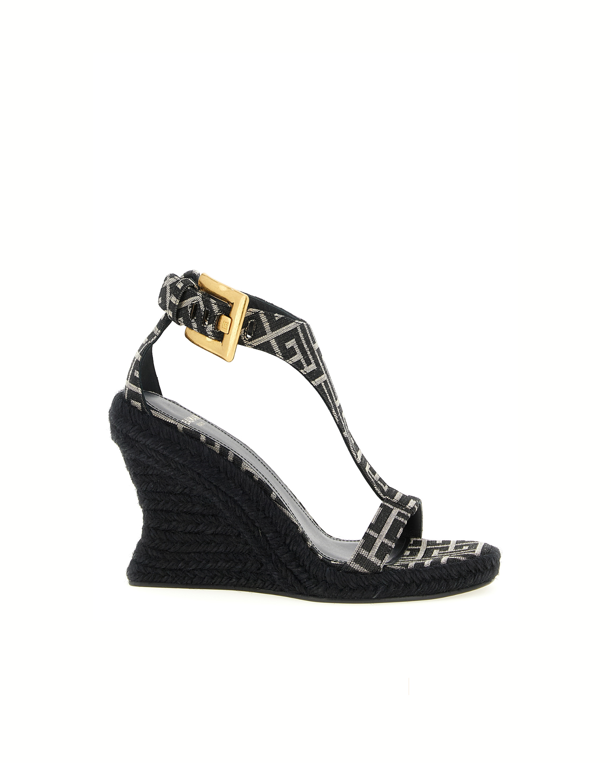 Balmain Monogram Jacquard Wedge Espadrilles