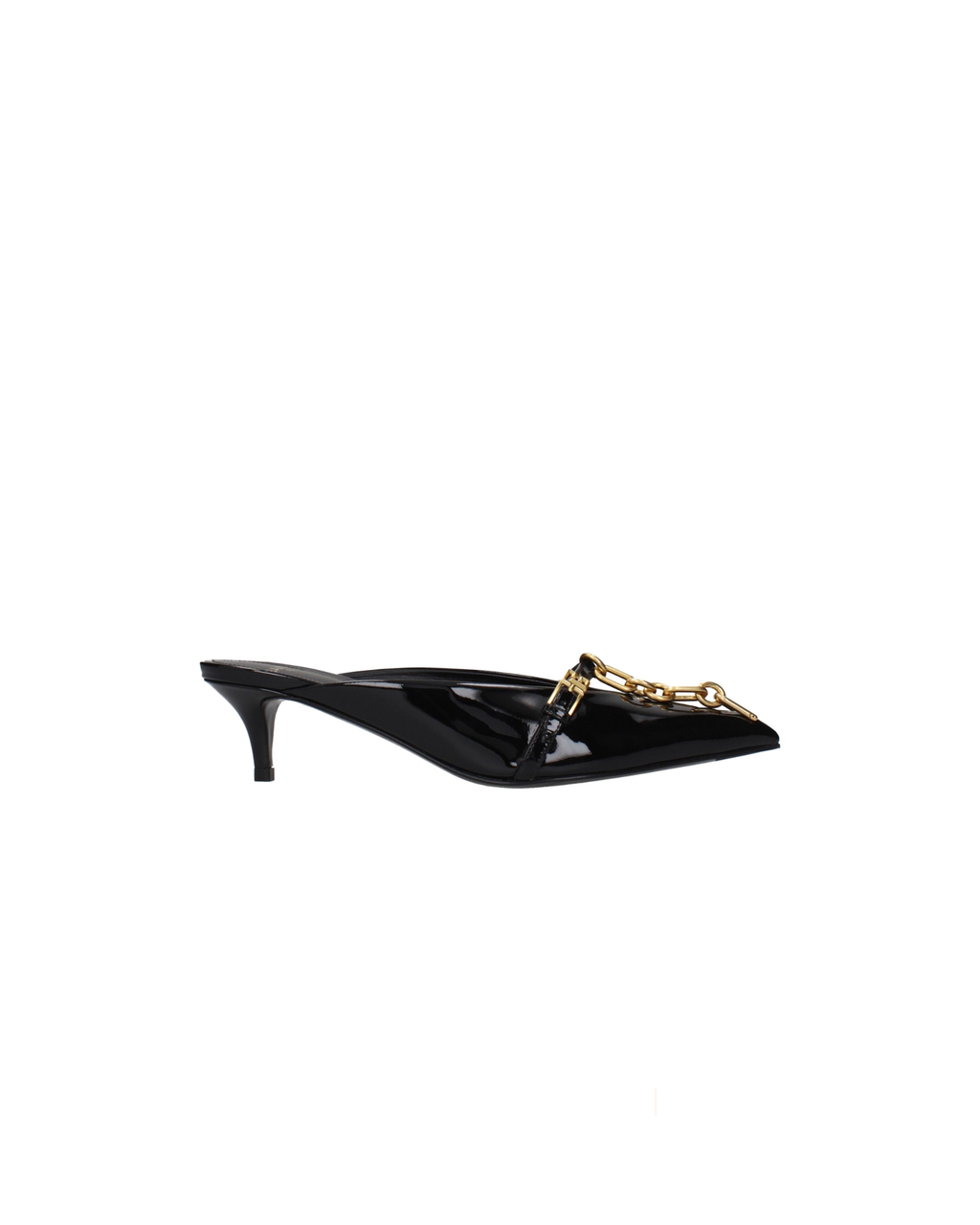 Balmain – Mule in Vernice Nera con Catena Dorata