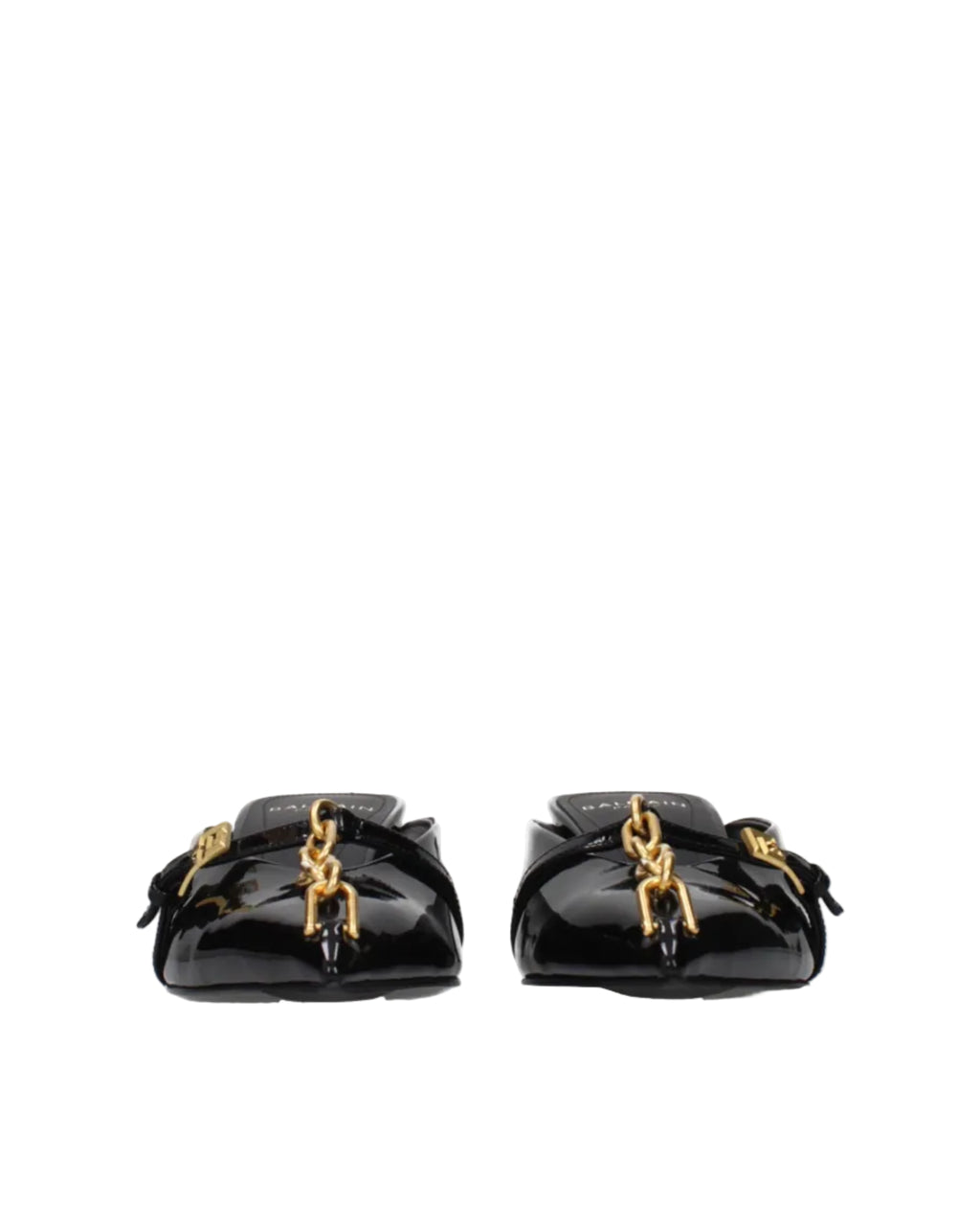 Balmain – Mule in Vernice Nera con Catena Dorata