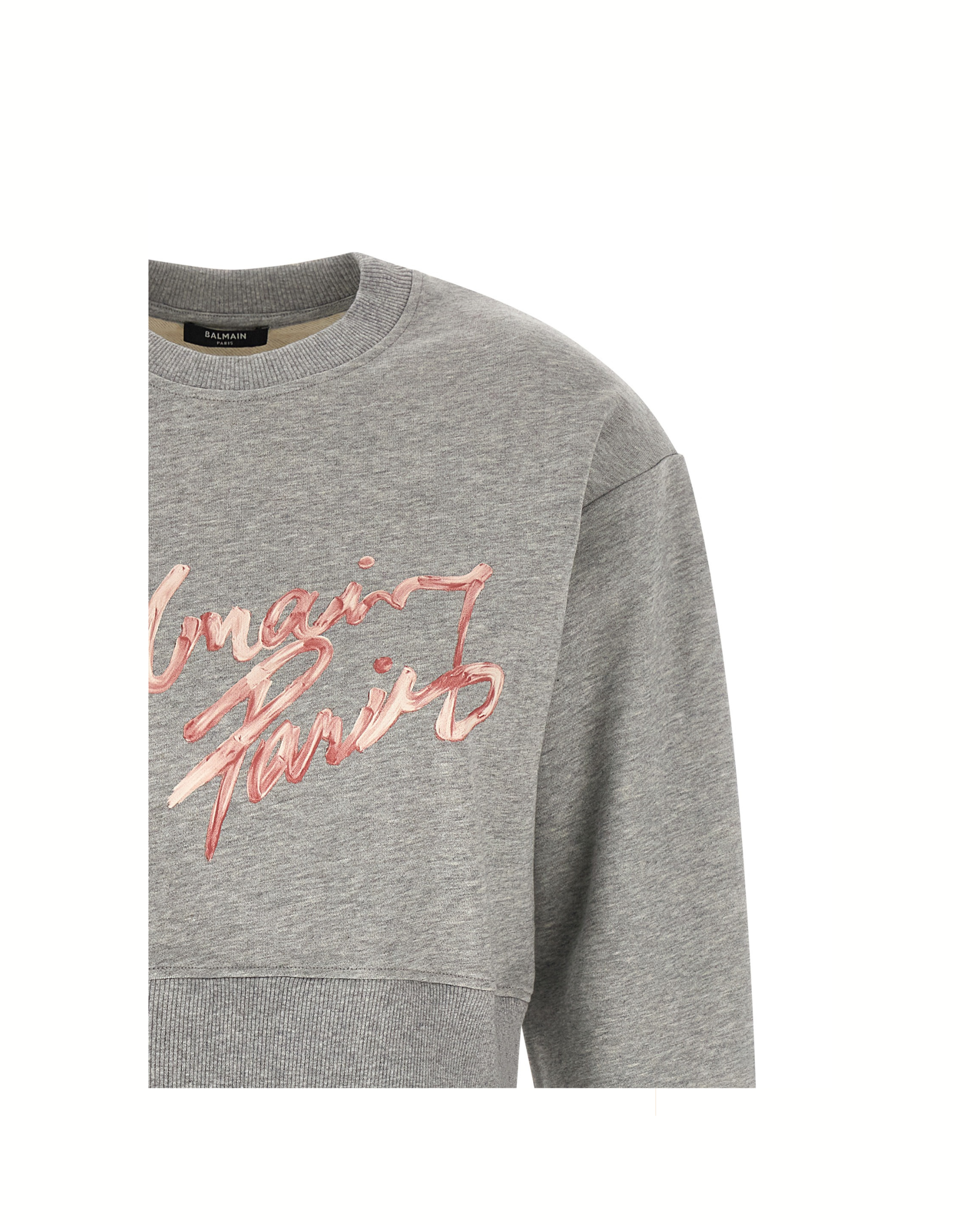 Balmain Paris Cropped Sweatshirt Grey