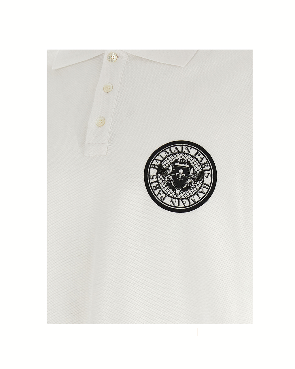 Balmain Piqué Cotton Polo Shirt Coin White/Black