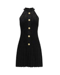Balmain – Pleated Halter Mini Dress