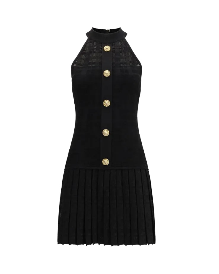 Balmain – Pleated Halter Mini Dress