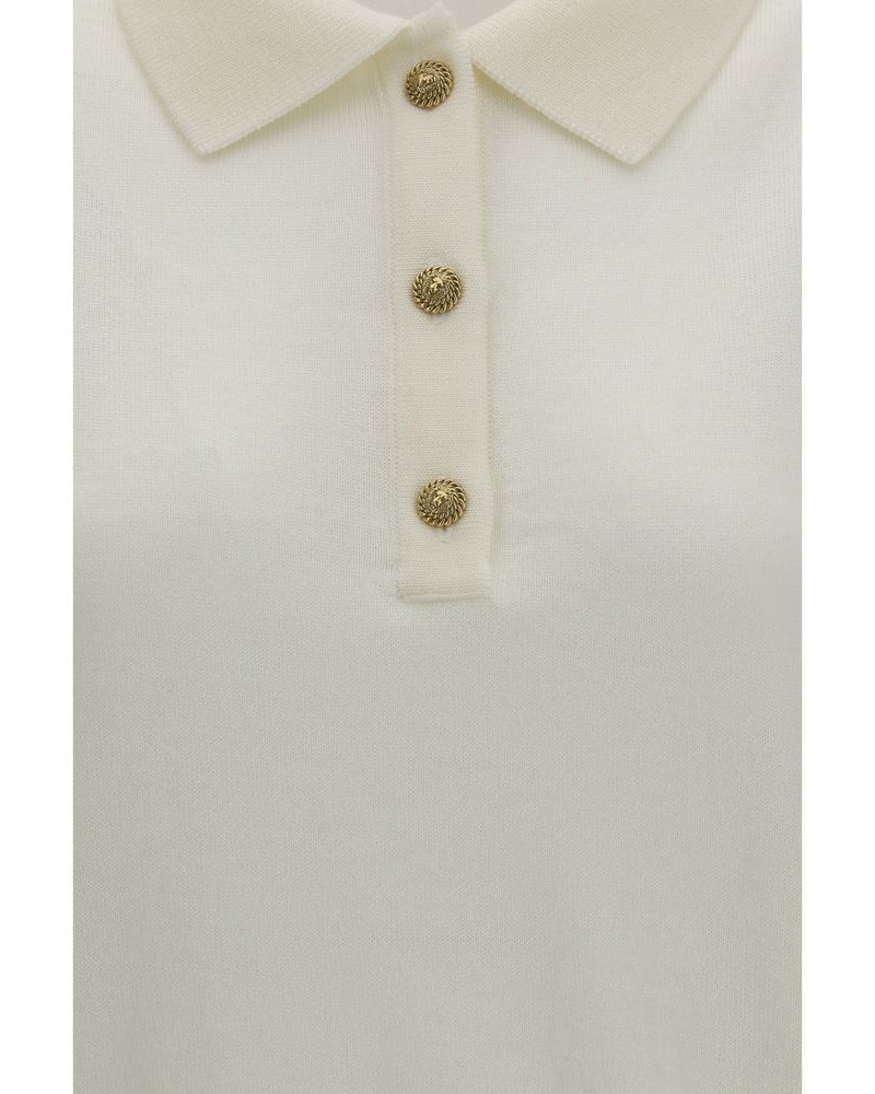 Balmain – Polo in Lana Merino con Bottoni Gioiello