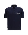 Balmain – Polo in Lana Merino con Logo Paris Ricamato