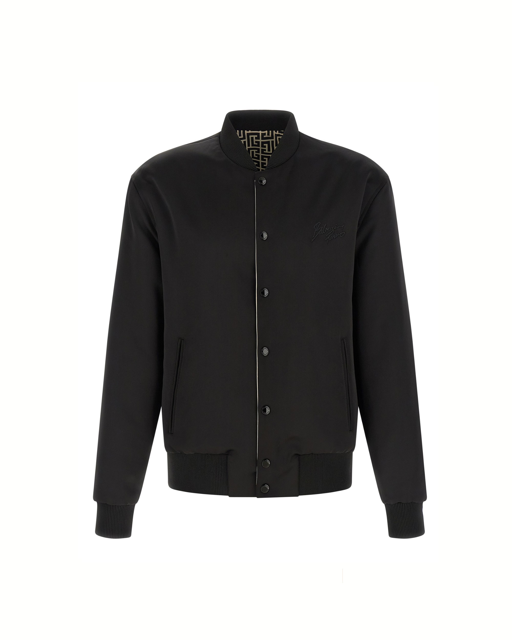 Balmain Reversible Monogram Bomber Jacket Black